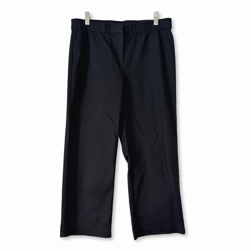 J. Jill Black Trouser Pants Size 10 Elastic Waist Cropped